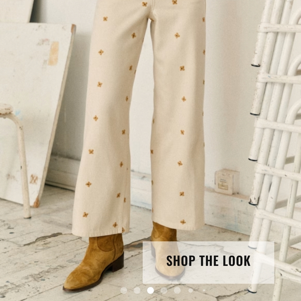 Sezane Flower Cream Patterned Women's Pants